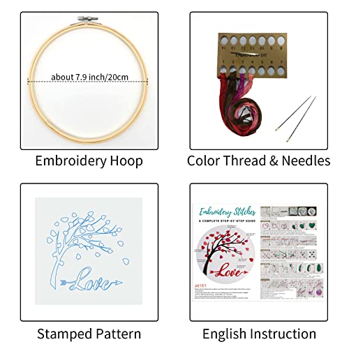 Louise Maelys Love Heart Tree Embroidery Kit for Adults, Romantic DIY Craft - color: kit-5