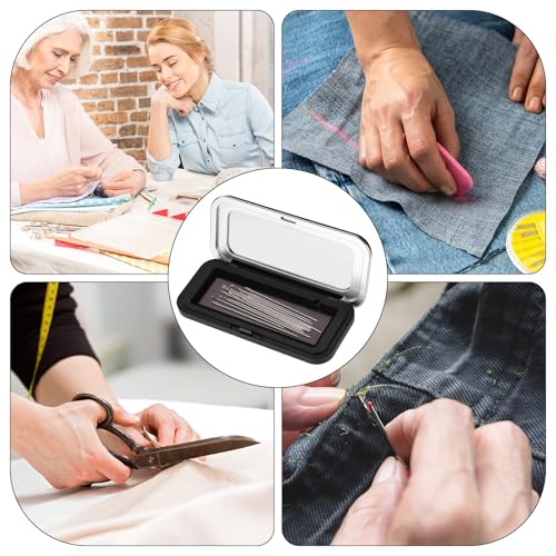 Magnetic Needle Holder Case with Clear Lid, Bobby Pin Storage Box Container Needlepoint Accessories with Snap Closure Needle Point Organizer for Sewing Quilting Embroidery & Craft Supplies (Large)