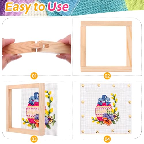 20Pcs Wooden Needlepoint Stretcher Bars Set 5 Sizes (6/8/10/12/14 Inch) Embroidery Cross Stitch Frame with Thumb Tacks Mounting Hardware for Cross Stitch, Needlework, Fabric Art Crafts