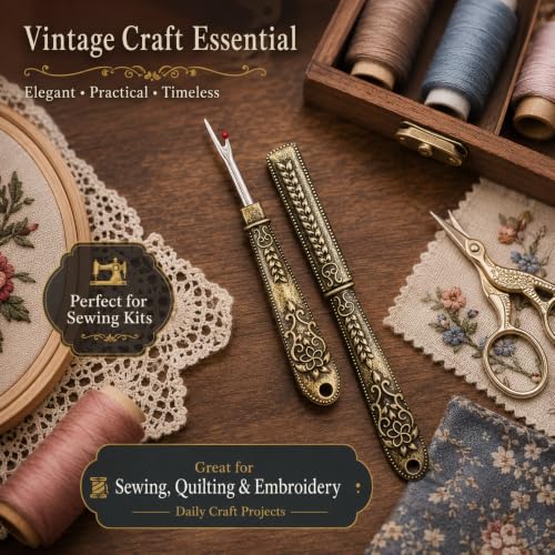 Retro Thread Cutter and Seam Ripper Tool, Sewing and Embroidery Accessory, Manual Tools, Clothing Thread Pickers