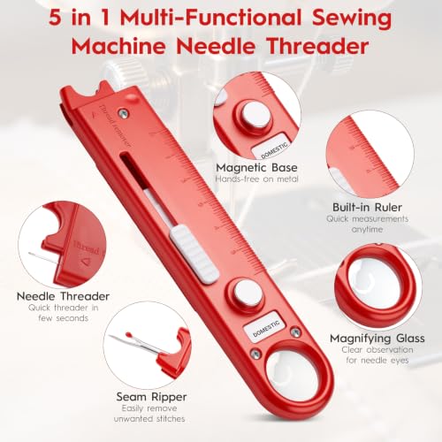 Sewing Machine Needle Threader, 5 in 1 Automatic Quick Threading Tool, Multifunctional Stitch Insertion Seam Guide with Seam Rippers for Quilting Alterations Tailoring(2 Pack,Red/Purple) - color: Red/Purple