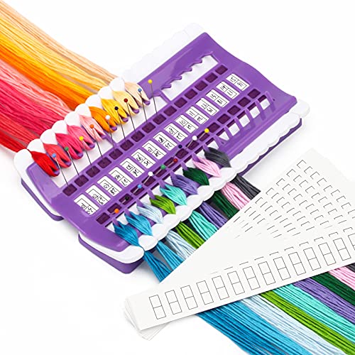 Luxiv 30 Position Embroidery Floss Organizer, Thread Shelf with 15P Card - color: Purple, size: 30 Positions