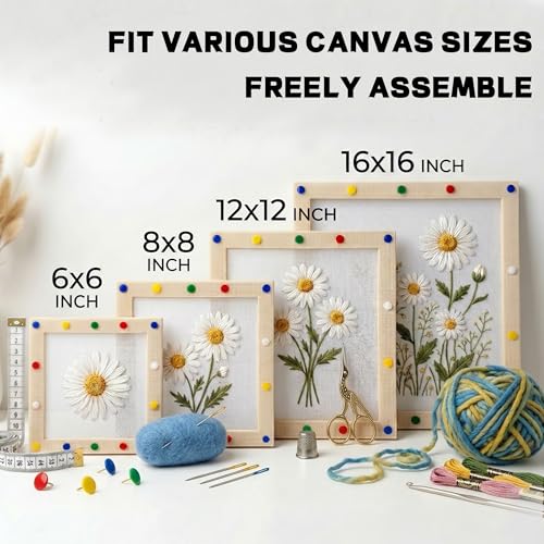 WowMoment Stretcher Bars for Needlework, 16 Pcs Wooden Frame Set