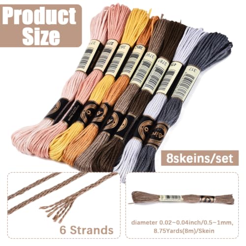 8 Skeins 70 Yards Colorful Friendship Bracelet String for Sewing - color: Gray Brown, size: 70 Yards