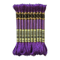 8 Meters 12 Strands Metallic Embroidery Floss Cross Stitch Needlework Thread, Metallic Purple, 10 Skeins - color: Metallic Purple