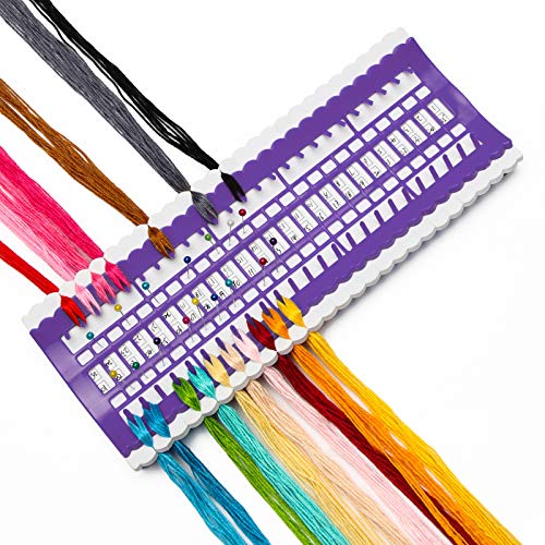 Luxiv 50 Position Embroidery Floss Organizer, Thread Shelf with 15P Card - color: Purple, size: 50 Positions