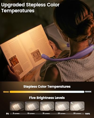 Glocusent Neck Book Light, Rechargeable Neck Lights for Crafts Reading - color: Purple