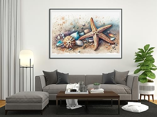 Moohue Stamped Cross Stitch Kits for Adults Skull 14CT Pre Printed Cross Stitch Kits for Beginners (Starfish and Shells 1) - color: Starfish and Shells 1
