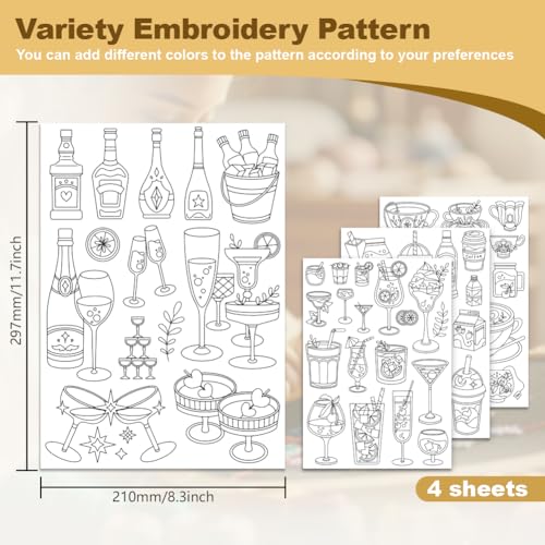 54Pcs Drinks Water Soluble Hand Sewing Stabilizers 4 Sheets