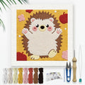 Doodlream Standing Hedgehog Needle Kit for Beginner, 9.4"x 9.4" Cute Animal Punch Stitching Craft Set, Color DIY Embroidery Starter with Printed Frame, Instruction, Threader, Yarn, Pinch Needle - color: Hedgehog