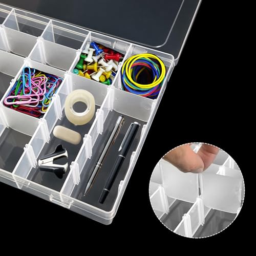 Egaageoi 4 Pack 36 Grids Bead Storage Containers with Adjustable Dividers