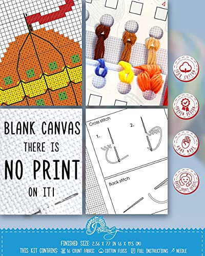 Air Balloon Counted Cross Stitch Bookmark Kit - DIY Embroidery Set - color: Air Balloon