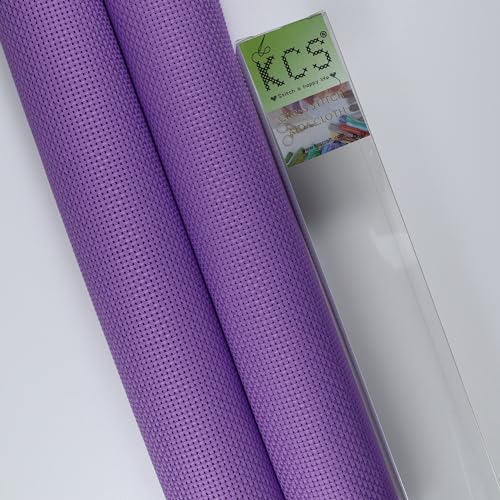 KCS 2 pc of 15" x 18"(38cmx45cm) Counted Cross Stitch Cotton Aida Cloth Needlework Fabric Box (Lavender, 11CT) - color: Lavender, size: 11CT