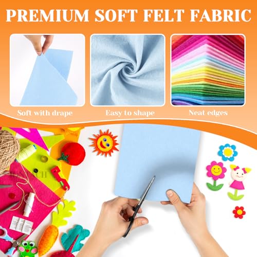IONTACH 9" X 12" Felt Fabric Sheets 1.6mm Thick (12 Packs, Soft Blue) - color: Soft Blue