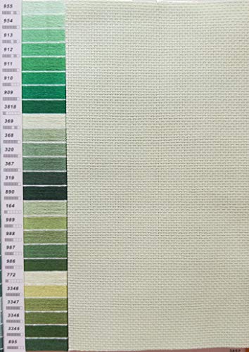 KCS 3 pc of 15" x 18" Counted Cross Stitch Cotton Aida Cloth Needlework Fabric,14CT,Light Green - color: Light Green, size: 14CT