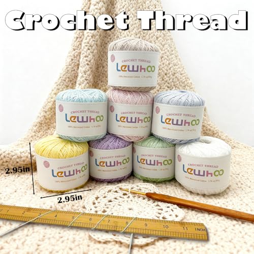 Crochet Thread, 8 Pearl 100% Mercerized Cotton Yarn Balls - color: multicolor 2