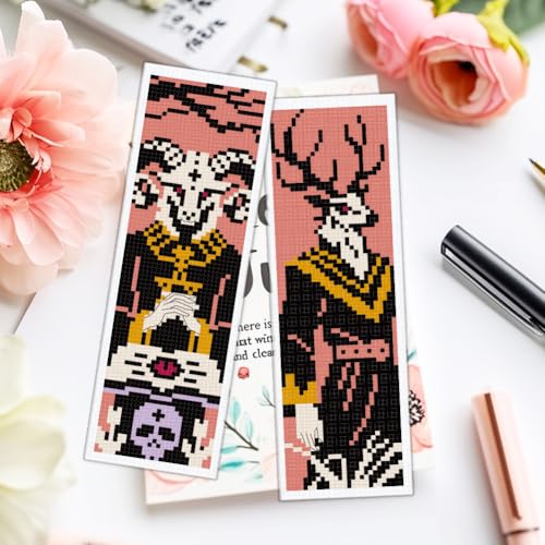 ACRNIGHEET 6PCS Cross Stitch Bookmark Kit for Beginner Stamped Cross Stitch Kits for Adults Gothic Animals DIY Embroidery Bookmark Kits Needlepoint Kit with Instructions Hand Craft Gift 8.5''x3'' 11CT - style: Gothic Animals Patterns