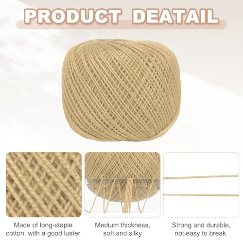 MECCANIXITY Crochet Thread Pearl Cotton Size 3 Khaki Pearl 164 Yards for Crocheting Tatting Knitting Embroidery Sewing - color: Khaki