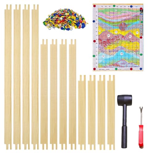 6 Sets Stretcher Bars for Needlework with 100 Tacks,1 Hammer
