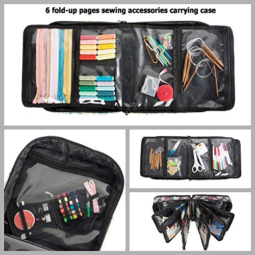 PACMAXI Sewing Accessories Storage Bag, Knitting, Craft Tools - color: Flower with Black Background