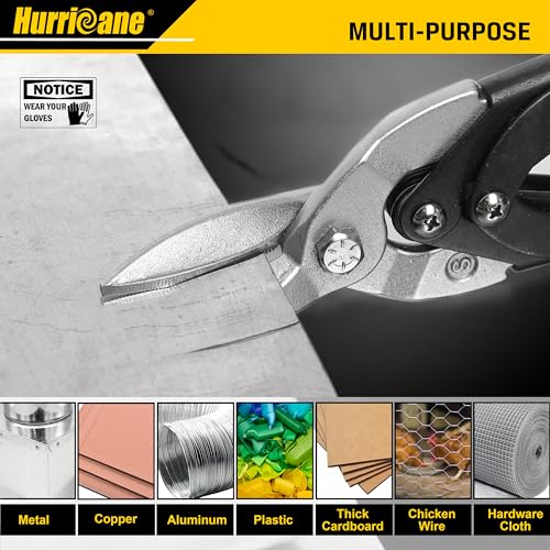 HURRICANE 10 Inch Aviation Tin Snips, Cr-Mo Aviation Snips for Cutting Metal Sheet, Heavy Duty Sheet Metal Cutter Shear, Straight Cut, High Leverage Aviation Snip, Up to 40% Labor Saving (Pack of 2) - size: 10 Inch High Leverage: Straight Cut (Pack of 2)