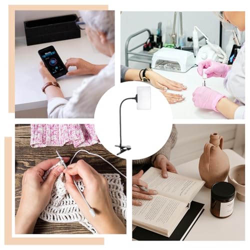 OLYCRAFT 5X Magnifying Glass with Clip 6.6x3.5 Inch Large Full Page Magnifier with Clamp Adjustable Flexible Gooseneck Clip on Magnifying Glass for Sewing Crafts Embroidery Reading Books