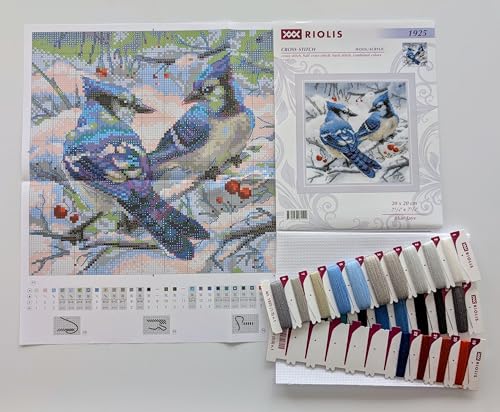 RIOLIS 1925 Blue Jays Counted Cross Stitch Kit 7.75 x 7.75 in - style: Blue Jays 1925
