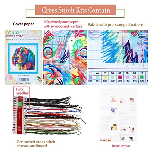 ITSTITCH Stamped Cross Stitch Kits for Adults,Full Range of Crossstitching Kits Preprinted Pattern Embroidery Needlepoint Starter Kits 14CT 2 Strands-Life in Countryside,18.5x14 inch - color: Life in countryside ,18.5x14 inch