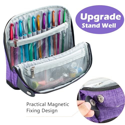 Crochet Hook Case, Stand-Up Crochet Hook Organizer for Hooks up to 7" - color: Purple, size: Fits up to 7 inches