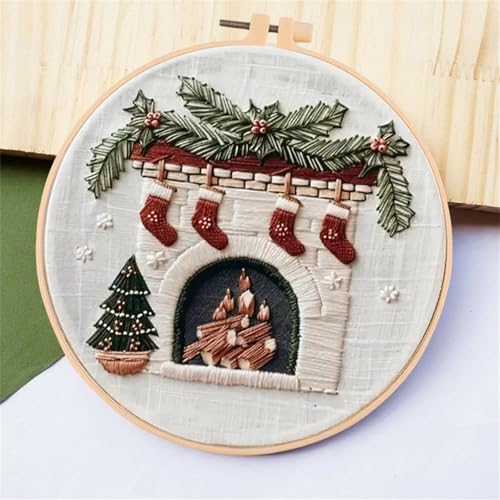 Huacan Embroidery Kit for Beginners Adults, Easy Needlepoint Kits for Adults with Stamped Embroidery Patterns. (Chimney) - style: Chimney