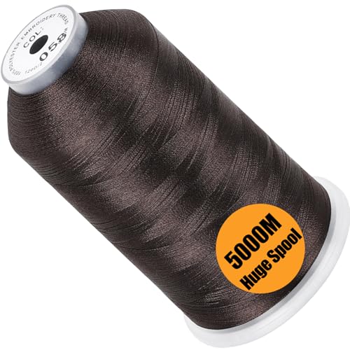 New brothread 5000M Huge Spool Embroidery Machine Thread - Dark Brown - color: Dark Brown-058