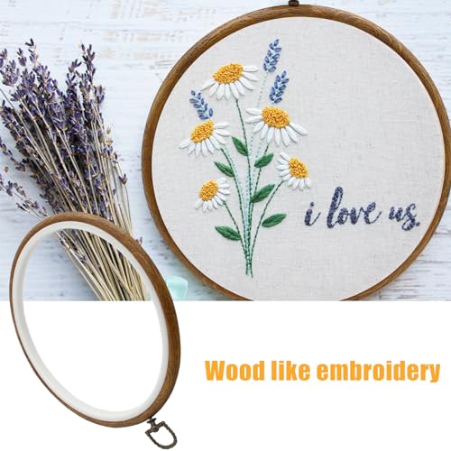 Auvotuis 9 Inch Round Embroidery Hoops, 3Pcs, Imitated Wood