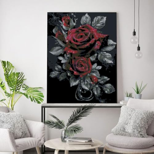 Flowers Stamped Cross Stitch Kits Flowers Cross Stitch Patterns,Dimensions Cross Stitch Kits Embroidery Kit Arts and Crafts for Beginners 15.7x11.8 inch - color: D043