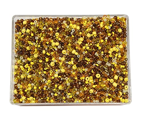 Perlin Glass Seed Beads 2mm 3mm 4mm Round Pony Beads Pack of 3000 Mixed Size, Colour Mix for Jewelry Making Earrings Bracelets Pendants Waist DIY Handmade (Brown) - color: Brown