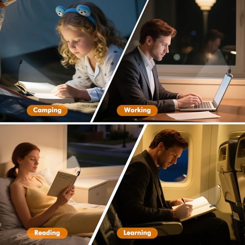 KTEBO 2 Pack Rechargeable Book Light Clip-On Reading Light for Books in Bed - color: Black&Black