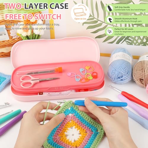 Coopay Crochet Hooks Set with Case,Crochet Hook Kit for Arthritic Hands - color: Crochet Hooks Set with Case