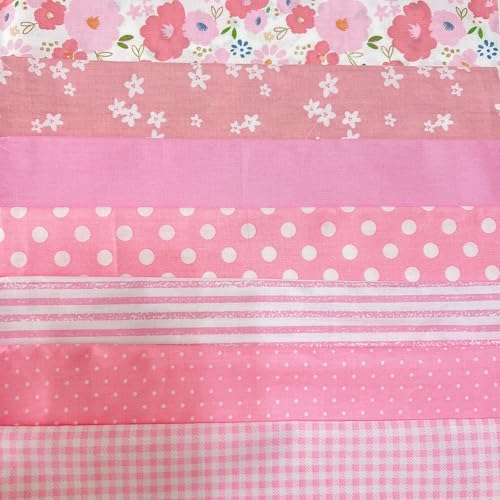 Cotton Fabric DIY Making Supplies Quilting Patchwork Fabric Fat Quarter Bundles DIY for Quilting Cotton Patchwork Cushions (Mix Pink Flowers, 20" x 20") - color: 7pcs Mix Pink Flowers, size: 20" x 20"
