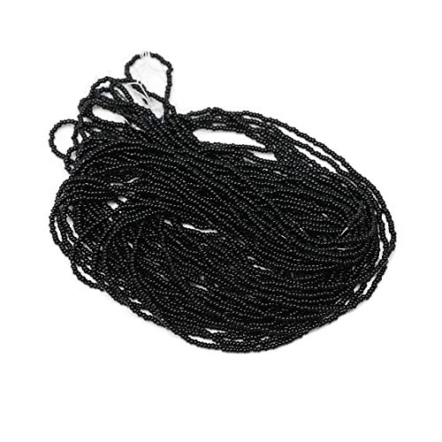11/0 Seed Beads Hank (1 Hank 3 Meters) Total 3 String Hanks About 6000pcs, 9 Meters String 2.2mm Black Seed Beads Strand Hanks (Black) - color: Opaque Black