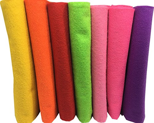 Misscrafts 7pcs 18" X 18" 1.4mm Thick Soft Felt Nonwoven Fabric Sheet Pack DIY Craft Patchwork Sewing Squares Assorted Colors(Summer) - color: Summer