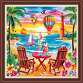 Dimensean Counted Cross Stitch Kit for Beginners, 11CT Unprinted Cross-Stitch Kit Easy Patterns Needlepoint Kit Cross Stitching Embroidery Kit Supplies-Beach Tea Scenery 18x18 inch - color: Patterns17