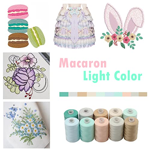 Simthread All Purposes Sewing Thread, 10 Spool Assorted Macaron Series 1000 Yards Each Bobbin Polyester Thread for Sewing, Handy Polyester Sewing Threads for Sewing Machine - (Macaron Color Series) - color: macaron color series