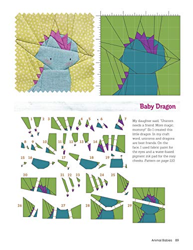 Sewing Scrap Blocks with Character (Landauer) 60 Fresh, Modern Patchwork Patterns for Quilters - Step-by-Step Instructions for Baby Dragons, Raccoons, Elephants, Lions, Bunnies, Foxes, and More