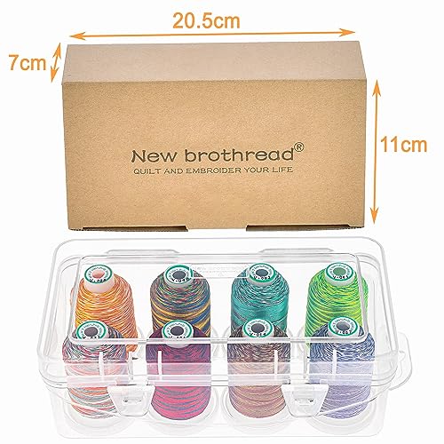 New brothread 8 Spools Embroidery Machine Thread with Box Variegated Color2 - color: Variegated Color2