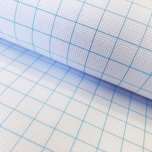 SewCrane 14CT Easy Count Aida Cotton Embroidery Fabric with Washable Grid Lines, White (59" W x 39" L) - size: 59"W x 39"L