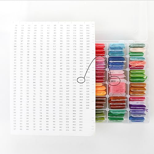 Rumhut 2 Pack Embroidery Floss Organizer with 216 Pcs Embroidery Floss, Floss Windern and Floss Number Stickers for Craft DIY Embroidery Sewing Storage