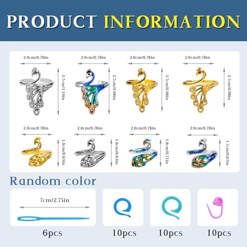 Yizzvb 34 Pcs Crochet Ring Adjustable Knitting Thimble Accessories - color: Color3