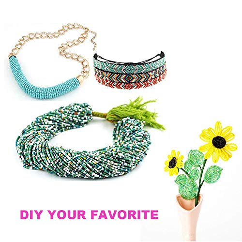EuTengHao 14400pcs Glass Seed Beads Small Craft Beads for DIY Bracelet Necklaces Crafting Jewelry Making Supplies with Two 0.5mm Clear Bracelet String (600Pcs Per Color, 24 Colors) - color: Light Color