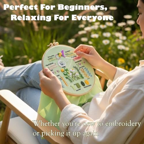 TenDawn Embroidery Kit for Beginners – 3PCS Floral Sampler Patterns, DIY Hand Embroidery Starter Set for Adults & Kids, Learning Stitches Craft Kit Gift