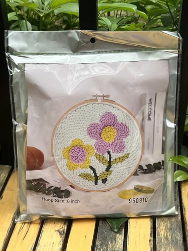 Meoe&heome Punch Needle Kit for Beginners, DIY Embroidery Set with 20+ Patterns(Dual-Tone Flower) - color: Dual-Tone Flower