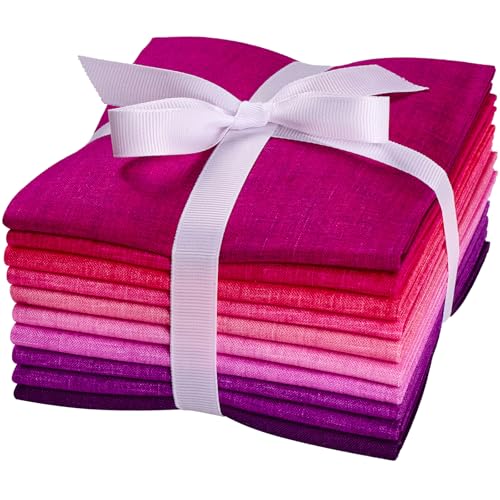 Craftido - 11 Options Solids with Tweed Tonals - Assorted Color Cotton Quilting Fabric Bundles 10pcs Fat Quarters 18"x21" - Medium Weight 5.2oz-for Quilting, Sewing and Crafts-Wildberry(Pinks+Purples) - color: Wildberry(pinks+purples)